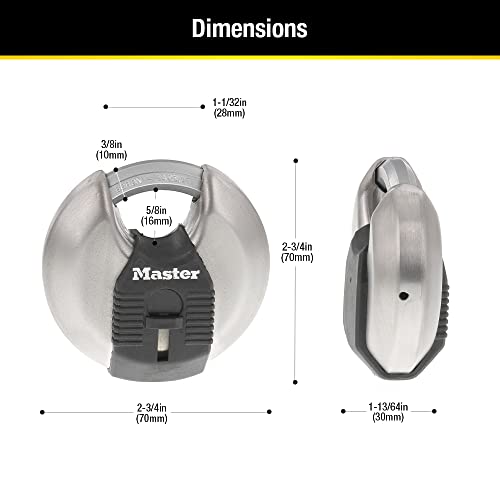 MASTERLOCK 70mm Disc Padlock, 2-3/4", Silver M40XKADCCSEN by Master Lock - Image 6