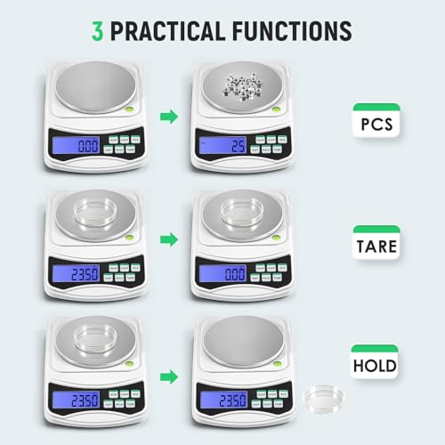 Image of Antstone Digital Precision Scale 0.01g Accuracy, 1000g Lab Scale Scientific Digital Balance, Jewelry Scale for Laboratory Jewelry Weighing, Includes 100g Calibration Weight and 2 AAA Batteries