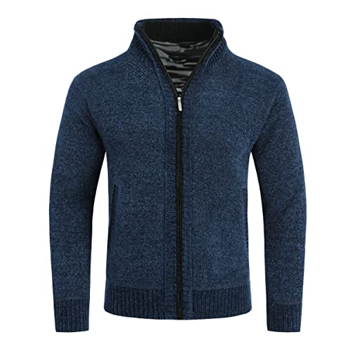 Allthemen Gilet Cardigan Veste Homme Laine Coton Knitted Cardigans Sweater Grosse Maille 5 Couleurs Bleu L Cover