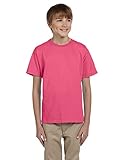 Gildan Youth Ultra Cotton 6 oz T-Shirt - Safety Pink - M - (Style # G200B - Original Label)