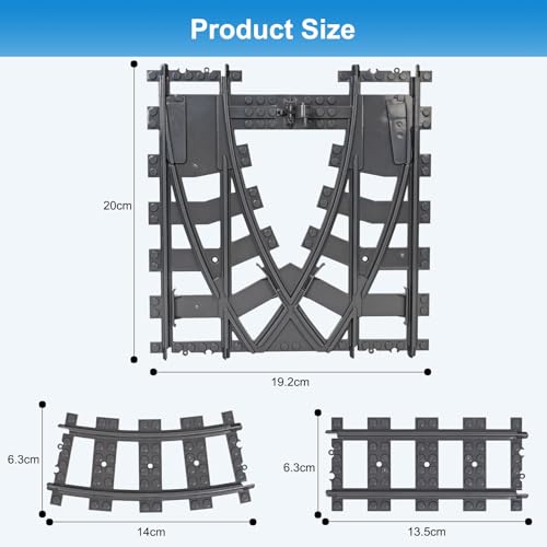 Bausteine Zug Schienen Set, 54 Stück City Eisenbahn Schienen for Train, Bestehend aus Cross Track Gerade, Kurven Schienen, City Erweiterungsset Gleise Kompatibel mit dem Marktführer
