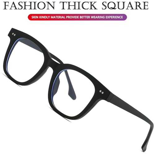 Image of AIEYEZO Fashion Blue Light Glasses for Women Men Retro Anti-Blue Light Eyeglasses TR90 Square Frame Computer Glasses