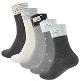 scenicamp 5 Pairs Retro Striped Crew Socks Athletic Cotton Breathable Socks for Women Blue Gray