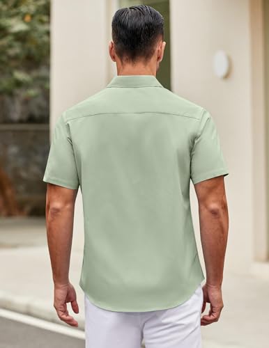 Image of COOFANDY Mens Short Sleeve Casual Button Down Shirts Summer Untucked Dress Shirts with Pocket