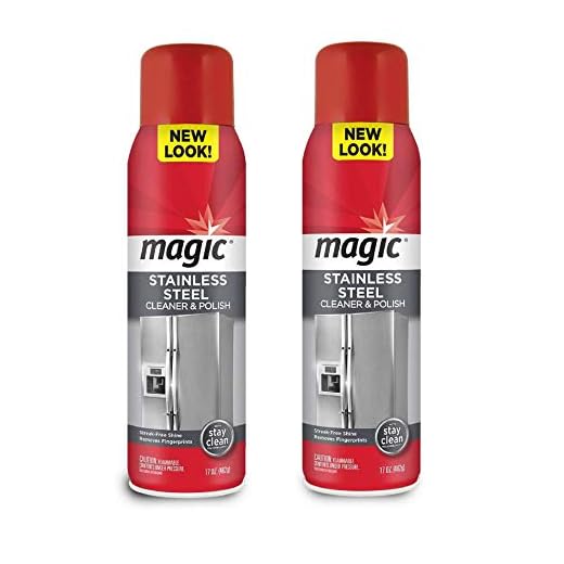 Magic Stainless Steel Cleaner Aerosol - 17 Ounce (2 Pack)- Removes Fingerprints Residue Water Marks and Grease from Appliances - Refrigerator Dishwasher Oven Grill