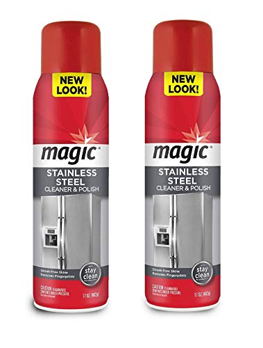 Magic Stainless Steel Cleaner Aerosol - 17 Ounce (2 Pack)- Removes Fingerprints Residue Water Marks and Grease from Appliances - Refrigerator Dishwasher Oven Grill