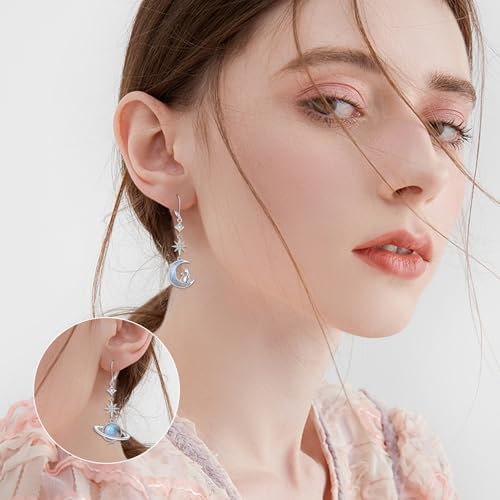 Boucles d'oreilles chat lune argent 925 et labradorite ONEFINITY