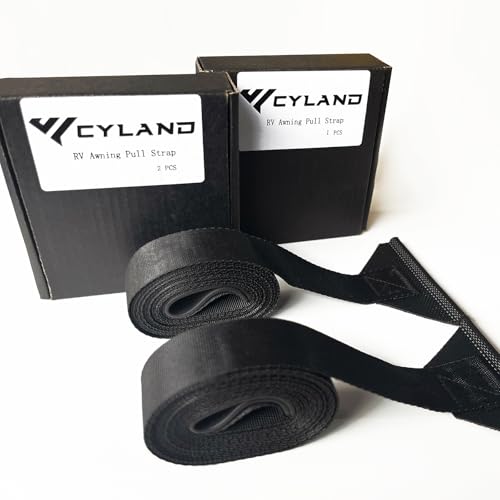 CYLAND RV Awning Accessories Pull Straps 108inches Upgraded RV Camper Parts Fits for Travel Trailer Universal Patio Awning Pull Straps (2pcs) Black