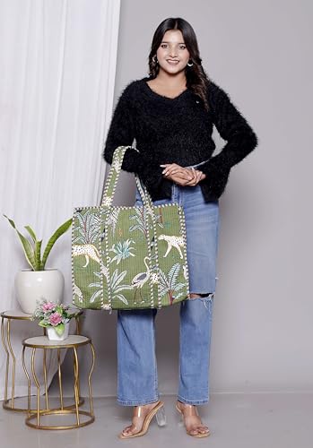 Bolso Tote de Algodón Acolchado para Mujer, 18 Pulgadas miniatura 3