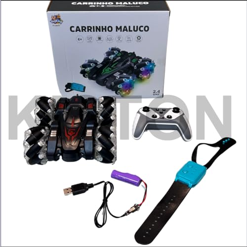 Carrinho Controle Remoto Controle de mão Off Road 4x4 Luz Led Colorida Radical Manobras Gira 360º Do