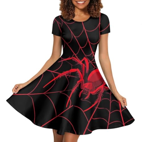 Image of POLERO Sunflower Dress for Women Floral Summer Dresses Short Sleeve Casual Sundresses Midi Dresses