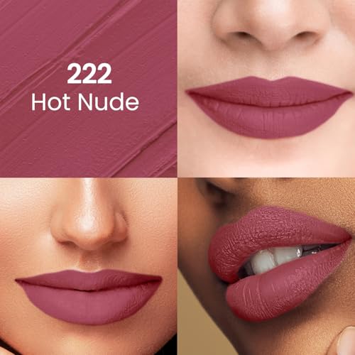 Image of Swiss Beauty Pure Matte Creamy Lipstick | Non-drying, Highly pigmented Lipstick | Shade- Hot Nude, 3.8gm|