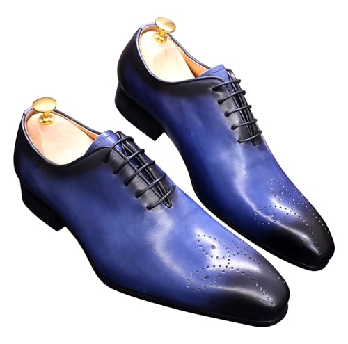 Image of Santimon Mens Oxfords Formal Dress Genuine Leather Handmade Derby Casual Brogues Oxfords Tuxedo Fashion Walking Shoes for Men