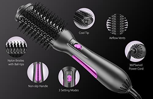 One-Step Blow Dryer Brush & Volumizer Styler, Hot Air Hair Dryer Brush Straightener Brush With Negative Ion Anti-Frizz Ceramic Titanium Barrel For Drying, Straightening, Curling, Salon #TOP5