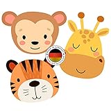 ⭐️ INDIVIDUELL: 3er Set im liebevollen Design „Affe, Giraffe und Tiger“ - geeignet für Jungen und Mädchen. Eine individuelle Dekoration dank Konturschnitt und weichen Formen.