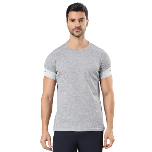 Image of berge' Men's Melange Polyester Dry Fit Textured Western Tshirts for Men, Quick Drying & Breathable Fabric, Gym Wear & Workout Tees|Half Sleeve T-Shirt|Running Tshirts for Men| Sports T Shirt