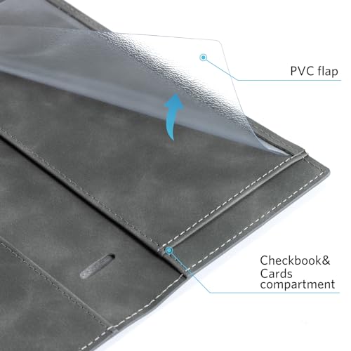 Image of CoBak Checkbook Cover for Women & Men - PU Leather Case with RFID Blocking | Classic Design Check Book Holder for Personal and Business