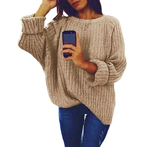 Luiyy Jersey Punto Mujer Invierno Jersey Cuello Alto Camiseta Oversized Manga Larga Tallas Grandes Sueter Basico Suelto Jerseys Camisa Tops Pull-Over Suéter Mujer Primavera Otoño
