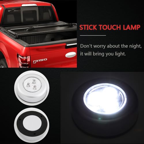 CARMOCAR Hard 3-Fold Tonneau Cover 1988-2007 Replacement for Chevy Silverado GMC Sierra 8FT Black Pickup Truck Bed Cover with Led Light