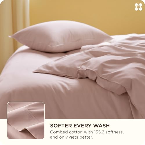 Image of Bedsure Cooling Duvet Cover King Size, Cotton & Viscose Derived from Bamboo Duvet Cover Set, PureWoven Ultra-Soft, Breathable & Lightweight Home Bedding for All Seasons (Petal Pink,104 inchx90 inch)