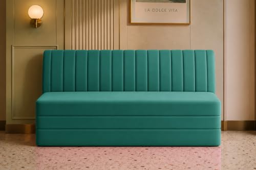 Image of Los Angeles Modern Velvet 3-Seater Sofa Cum Bed, Multipurpose Convertible Sleeper Couch Sofa for Living Room, Bedroom & Office- Green Color