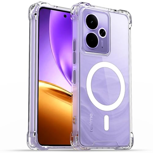 Image of Amazon Basics Back Cover for Realme 14 5G Mag-Safe Shockproof PC + TPU Protective Case Magnetic Support Bumper Case (Transparent Mag-Safe)