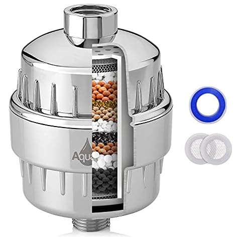 AQUALUTIO 15 Stage Shower Filter With Vitamin C - High Output Revitalizing Shower Head - Purifier Bathroom Filtration System For Hard Water, Chlorine, Heavy Metals & Odors – Universal Compatibility Cover