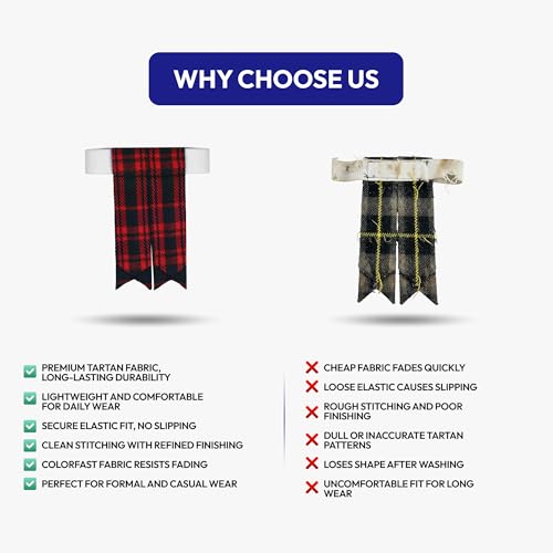 Image of Scottish Tartan Kilt Flashes with Elastic Adjusters