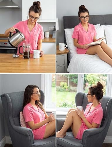 Image of Pjmlifecoco Nightgown for Women Button Down Sleepshirt Short /Long Sleeve Nightdress Soft Modal Sleepwear S-XXL