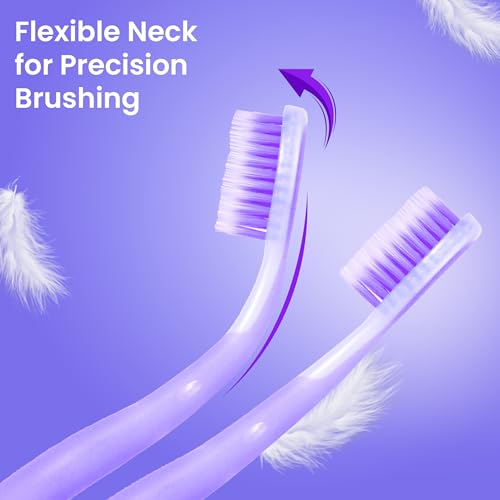 Image of Enshine Expert Protection Toothbrush for Adults - Pack of 3 | Double-Tapered Ultra Soft PBT Bristles | Premium Tooth Brush Set for Sensitive Gums | Deep Gum-Line Plaque Removal | Manual Toothbrush with Non-Slip Grip Multicolor