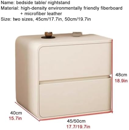 Cream Nightstand with 2 Drawers, Wooden Accent Table for Small Spaces, Off-White Bedside Table, Perfect for Bedroom or Living Room, 17.7IN/45CM-LEFT
