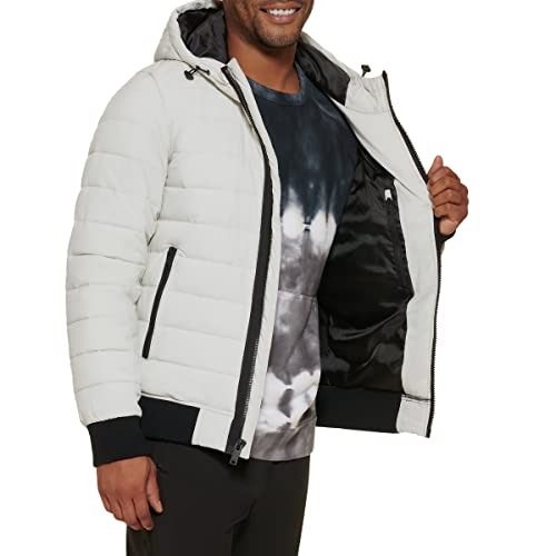 Image of DKNY Men's Quilted Performance Hooded Bomber Jacket