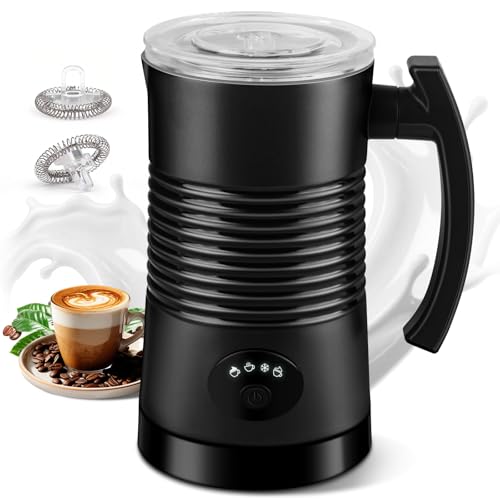Espumador y vaporizador de leche 4 en 1, máquina de espuma caliente y fría con calentamiento rápido, calentador silencioso de 11.5 onzas para bebidas de café