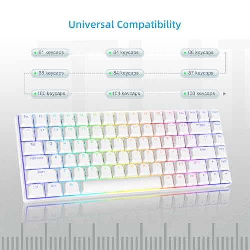 Miniatura 5 de Lqxq 118 Teclas Blanco, Low Profile Keycaps, Pbt Doubleshot Keycaps Shine Through Ansi Us For 60 65 75 80 100 Cherry Gateron Mx Switch Keyboard, Blanco