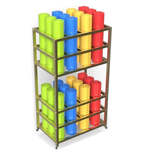 Soporte de metal para 24 esterillas de ejercicio con ruedas 2