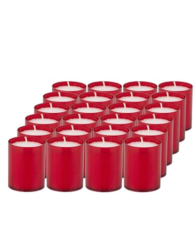 Sovie CANDLES Refill Kerzen Bordeaux 24 Stück - Kerze in Kunststoff-Hülle - ca. 24 Stunden Brenndauer - Kerzen Deko Innen & Außen - Schützt Glas & Dekoration