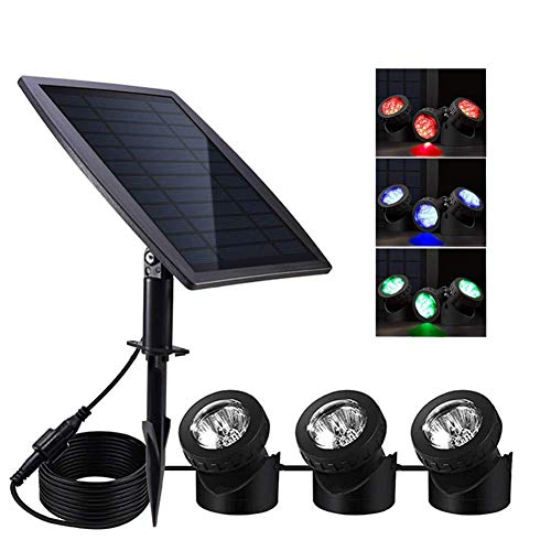 Preisvergleich Produktbild YMQUU Amphibische Solar-Teichleuchten, Tauch-Teichleuchte mit 3 Lampen 18 LEDs Landschaftsscheinwerfer Unterwasserleuchten, 3,7 V / 1800 mAh