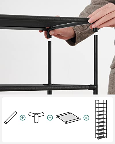 Image of SONGMICS Shoe Rack, Space-Saving, Entryway, Metal Frame | Space-Saving Shoe Storage Organizer, Non-Woven Fabric Shelves, ULSR210B02