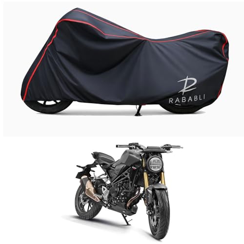 Image of Waterproof Bike Body Cover Compatible for | Honda CB300R STD | Taffeta Fabric, Red Piping Design, Bottom Elastic Fit | Dustproof, Sun UV & Rain Protection for All Bikes