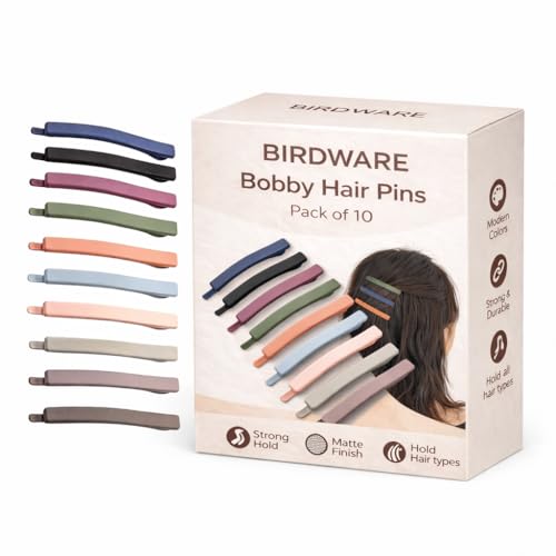 Image of BIRDWARE matte Hair Pin, Acrylic Hair Barrette, Thin Bobby Pin, Korean Hair Accessories Tictac Hair claw Clips Stylish hair Clip For Girls Women (Multicolor, Pack of 10 (Flate pin) (MultiColor)