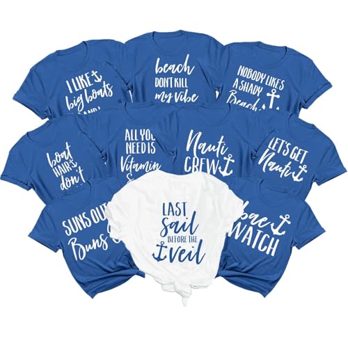 HHOD Bride Squad Nautical Bachelorette Party Shirts Beach Cruise Shirt Last Sail Before The Veil Lets Get Nauti t-Shirt