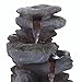 Alpine Corporation WIN582 Outdoor Floor 3-Tiered Rock Waterfall Fountain with LED Lights and Natural Stone Look, 22