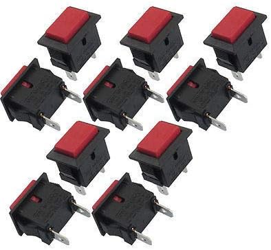 10 Pcs Rocker Switch SPST Momentary 2 Pin | 10Pcs Red Rocker Switches, SPST Momentary (1NO), 2-Pin, 250V/6A 125V/10A, 21x16x27mm, 18.5x12mm mounting hole.