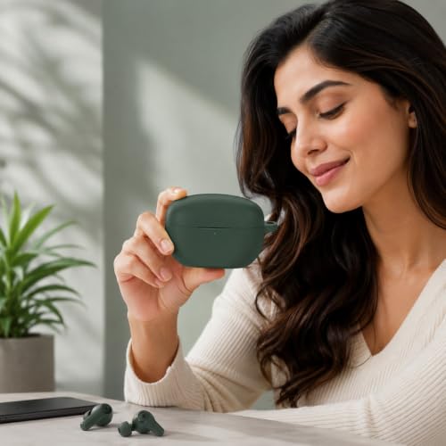 Image of iCare Soft Earphone Case Detachable Earphone Case Shockproof Silicone Earphone Cases for Sony WF-1000XM5 Long-Lasting Protection (Dark Green)
