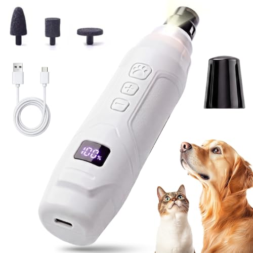 Lima de Uñas Eléctrica Cortauñas Perro 2 Luz LED 16 Velocidades Recargable