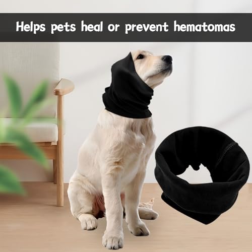 banjiabb Hundehals und Ohrenwärmer für Hunde,Gehörschutz Hund,Gehörschutz Für Hunde,Ohrenschutz Hund,Hunde Gehörschutz,Gehörschutz Hund Silvester,Ohrenschützer Hund,Hunde Ohrenschutz(M,Schwarz)