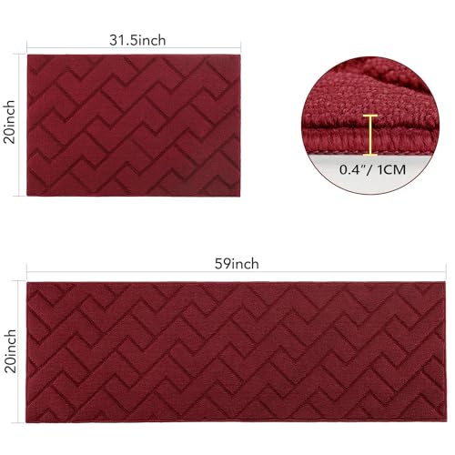 Image of hicorfe Kitchen Runner Rug,20 inchx48 inch+20 inchx32 inch Kitchen Set,Non-Slip Kitchen Mat