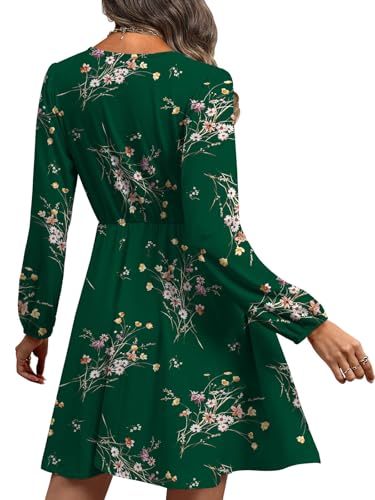 Women's Floral Dresses 2025 V Neck Long Sleeve Fall Dress4