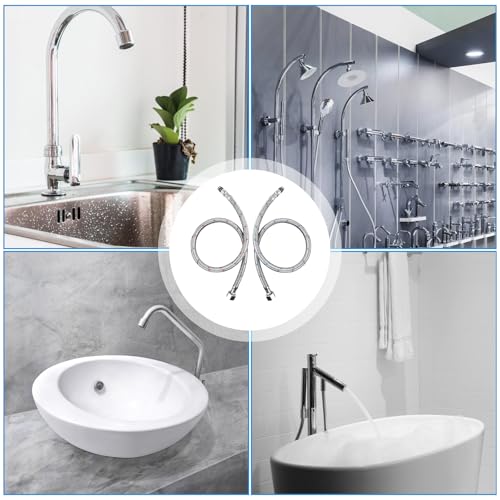 2 Stück Flexschlauch G3/8 x M10, Anschlussschlauch Armatur mit Dichtungsband, Geflochtener Edelstahl Anschlussschlauch, Panzerschlauch Flexschlauch Verlängerung für Mischbatterie Wasserhahn