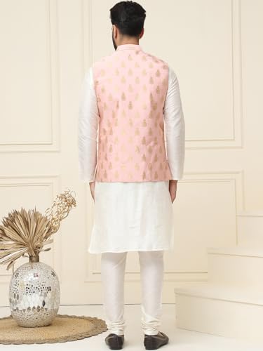 Image of SOJANYA (Since 1958 Men's Silk Blend Kurta Pyjama With Nehrujacket Set